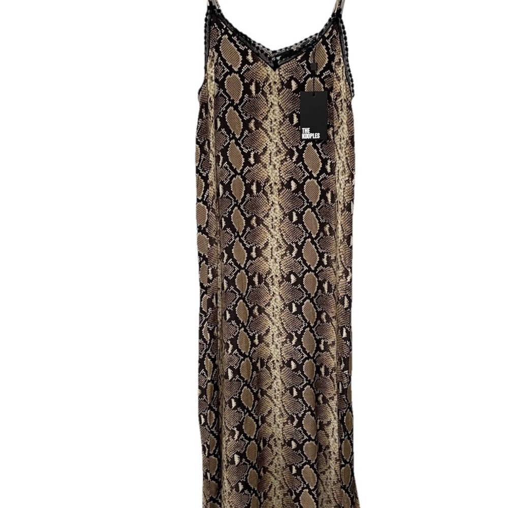 The Kooples Silk Brown Snake Print Maxi Slip Dress